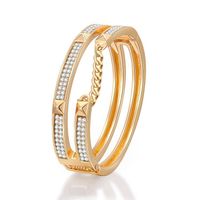 Fashion Double-layer Hollow Diamond-studded Chain Open Bracelet main image 3