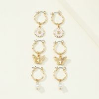 Fashion Butterfly Flower Dripping Oil Alloy Earrings Wholesale main image 1