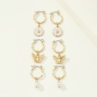 Fashion Butterfly Flower Dripping Oil Alloy Earrings Wholesale main image 2