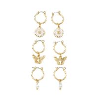 Fashion Butterfly Flower Dripping Oil Alloy Earrings Wholesale main image 6