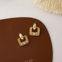 Fashion Geometric Square Pearl Alloy Earrings Wholesale main image 1