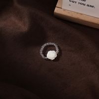 Fashion Shell Crystal Beaded Rose Necklace Ring Set main image 4