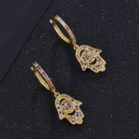 Fashion Gold-plated Micro-inlaid Color Zirconium Starfish Earrings main image 5