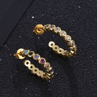 Fashion Color Zircon Round Earrings Wholesale main image 1