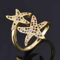 Fashion Moon Star And Moon Micro-inlaid Colored Diamonds Ring main image 3