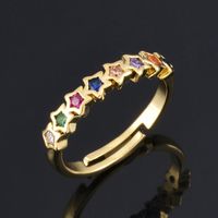 Wholesale Fashion Micro-inlaid Color Zircon Ring main image 2