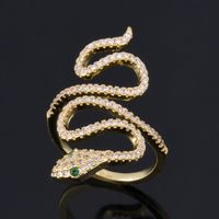 Fashion Colorful Zircon Micro-inlaid Snake-shaped Open Ring Wholesale main image 3