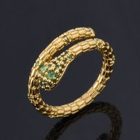 Fashion Colorful Zircon Micro-inlaid Snake-shaped Open Ring Wholesale main image 4