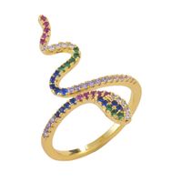 Fashion Colorful Zircon Micro-inlaid Snake-shaped Open Ring Wholesale main image 6