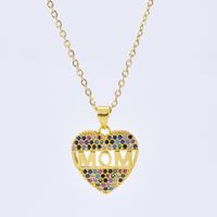 Fashion Heart-shape Letter Mom Copper Inlaid Zircon Necklace Wholesale main image 3