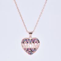Mode Herzform Buchstabe Mom Kupfer Eingelegte Zirkon Halskette Großhandel main image 5