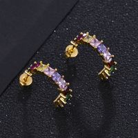 Fashion C-shaped Star Flower Arrow Color Zirconium Earrings main image 2