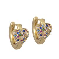 Fashion Heart-shaped Full Diamond Color Zircon Earrings main image 6