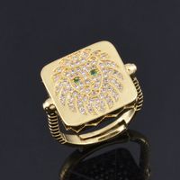 Fashion Real Gold-plated Copper Micro-inlaid Leopard Lion Head Ring main image 3