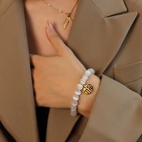 Fashion Geometric Round Brand Opal Titanium Steel Bracelet main image 1