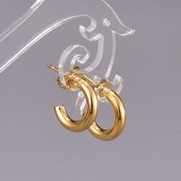 Fashion Heart Plating 304 Stainless Steel Titanium Steel No Inlaid 18K Gold Plated Earrings main image 3