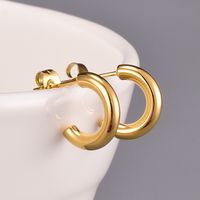 Fashion Heart Plating 304 Stainless Steel Titanium Steel No Inlaid 18K Gold Plated Earrings main image 4