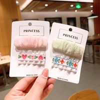 Korean Fold Embroidery Fabric Square Children's Hairpin main image 3