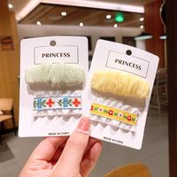 Korean Fold Embroidery Fabric Square Children's Hairpin main image 5
