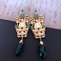 Fashion Style Green Gemstone Diamond Long Earrings main image 5