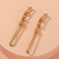 Simple Metal U-shaped Chain Long Earrings sku image 1