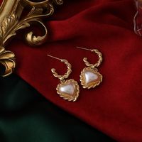 Fashion Heart-shape Pearl Alloy Earrings Wholesale sku image 6