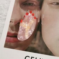 New Korean Fashion Funny Acrylic Macaron Color Palm Face Plate Hair Catch Clip sku image 3