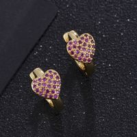 Fashion Heart-shaped Full Diamond Color Zircon Earrings sku image 1
