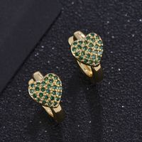 Fashion Heart-shaped Full Diamond Color Zircon Earrings sku image 2