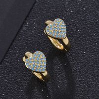 Fashion Heart-shaped Full Diamond Color Zircon Earrings sku image 3
