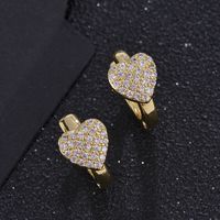 Fashion Heart-shaped Full Diamond Color Zircon Earrings sku image 4