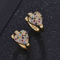 Fashion Heart-shaped Full Diamond Color Zircon Earrings sku image 5
