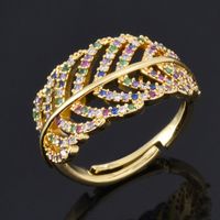 Fashion Real Gold Electroplating Hollow Leaf Ring sku image 1
