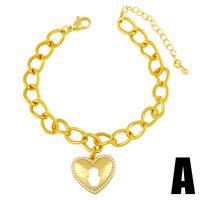 Bohemian Heart-shape Thick Chain Copper Inlaid Zircon Bracelet Wholesale sku image 1