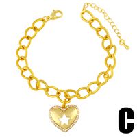 Bohemian Heart-shape Thick Chain Copper Inlaid Zircon Bracelet Wholesale sku image 3