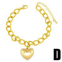 Bohemian Heart-shape Thick Chain Copper Inlaid Zircon Bracelet Wholesale sku image 4