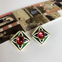 Retro Drip Glaze Contrast Color Geometric Irregular Star Moon Alloy Earrings Wholesale sku image 4