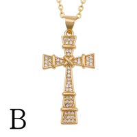 Collier Pendentif Croix En Forme De Cœur En Zircon Micro-incrusté De Cuivre À La Mode sku image 2