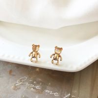 S925 Silver Needle Fun Cute Little Bear Earrings main image 2