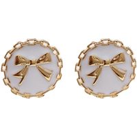 S925 Silver Needle French Retro Button Bow Earrings main image 3