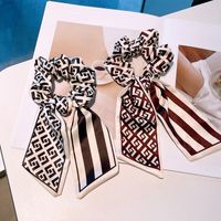 Fashion New Letter Printing Double-sided Striped Bow Ribbon Hair Scrunchies main image 5