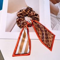 Fashion New Letter Printing Double-sided Striped Bow Ribbon Hair Scrunchies main image 4