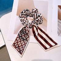 Fashion New Letter Printing Double-sided Striped Bow Ribbon Hair Scrunchies main image 3