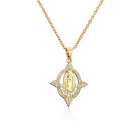 Fashion Geometric Hollow Virgin Mary Copper Inlaid Zircon Necklace Wholesale main image 1