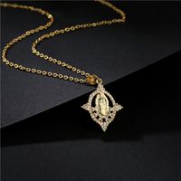 Fashion Geometric Hollow Virgin Mary Copper Inlaid Zircon Necklace Wholesale main image 4