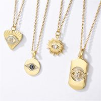 Fashion Heart-shape Eyes Lock Copper Inlaid Zircon Necklace Wholesale main image 1