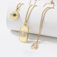 Fashion Heart-shape Eyes Lock Copper Inlaid Zircon Necklace Wholesale main image 4