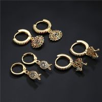 Fashion Simple Style Copper Micro-inlaid Color Zirconium Palm Earrings main image 4
