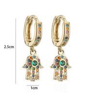 Fashion Simple Style Copper Micro-inlaid Color Zirconium Palm Earrings main image 5