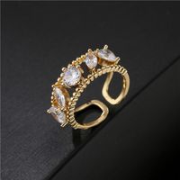 Simple Hollow Crystal Zircon Open Ring main image 2